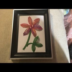 Hand made bobbin lace flower 2D.